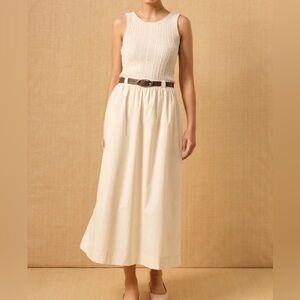 Mon Renn, Elemental Knit Combo Dress in Cream, Size XS | 0005